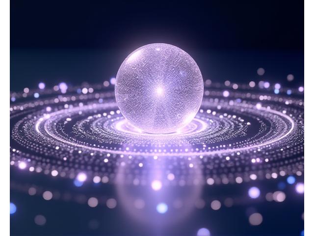 Visualisation 3D stylisée d'un moteur de formulation complexe, des atomes s'assemblant pour former une molécule cosmétique parfaite
