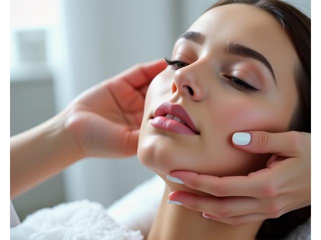 Mains expertes appliquant une crème de soin sur le visage d'un client, dans une atmosphère de spa sereine, illustrant un protocole exclusif.